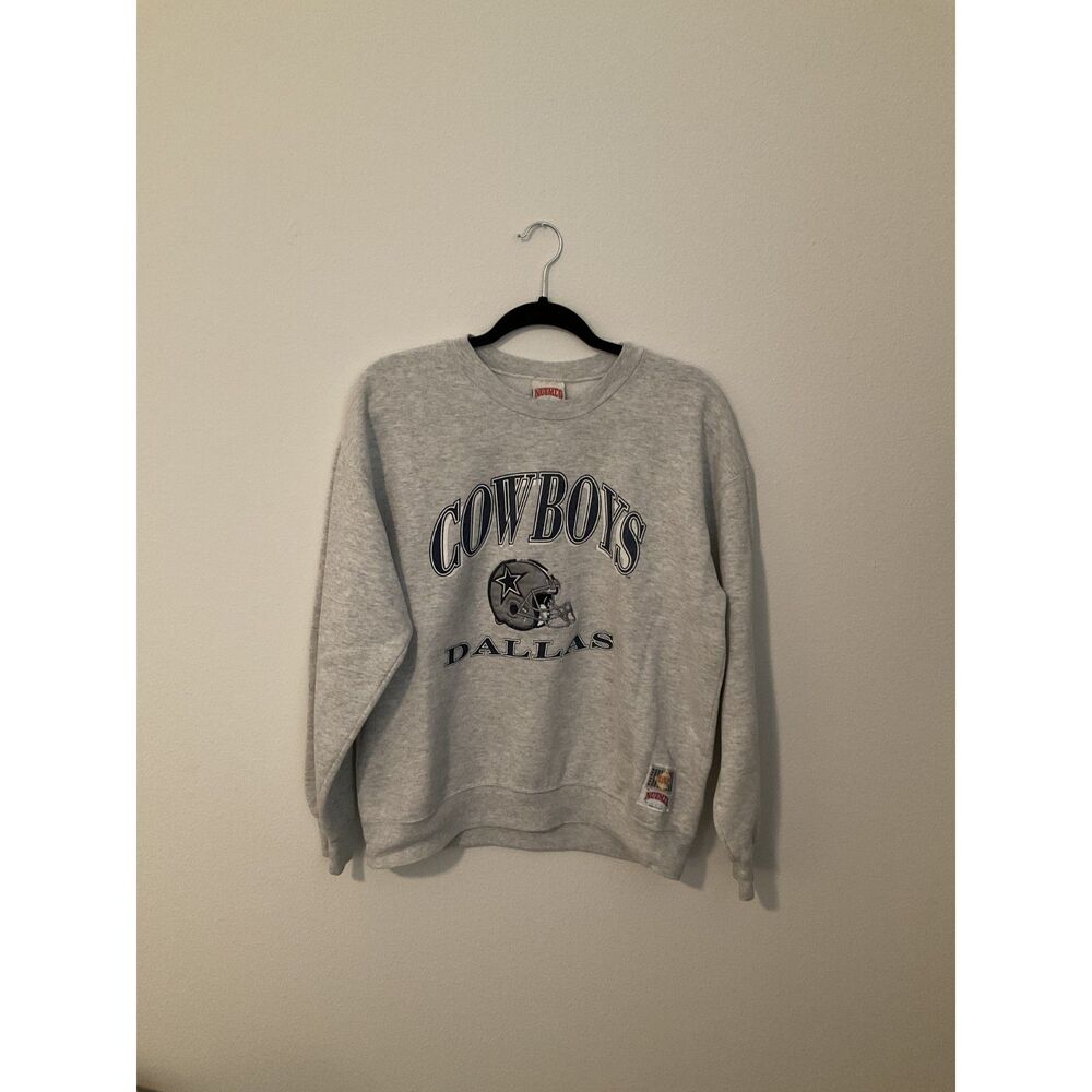 Vintage 90s Nutmeg Mills Dallas Cowboys Crewneck Sweatshirt Size M Gray NFL USA